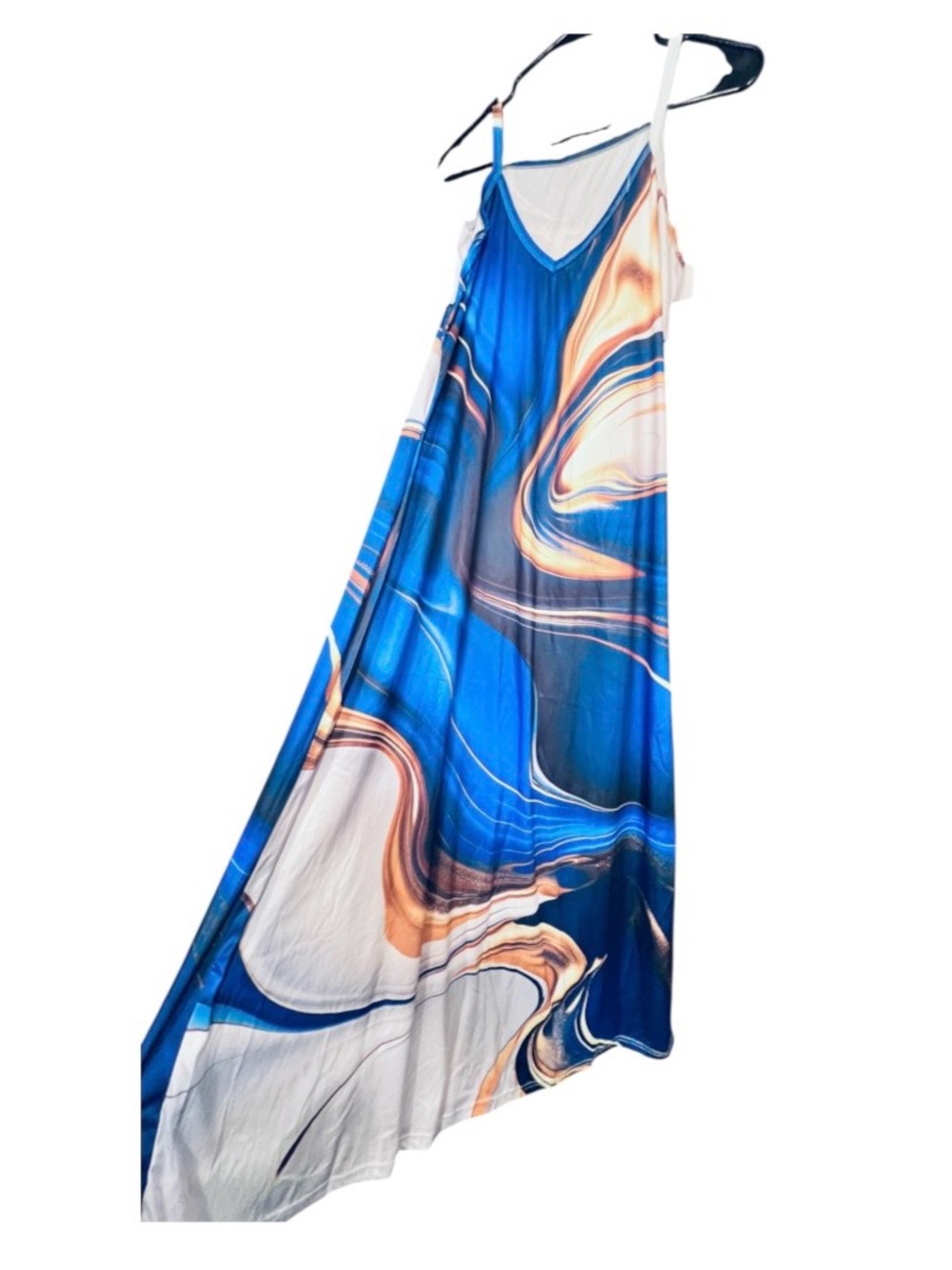 NWOT Abstract Swirl Print Blue Maxi Dress – Size Medium